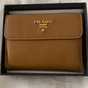 Prada tan wallet
